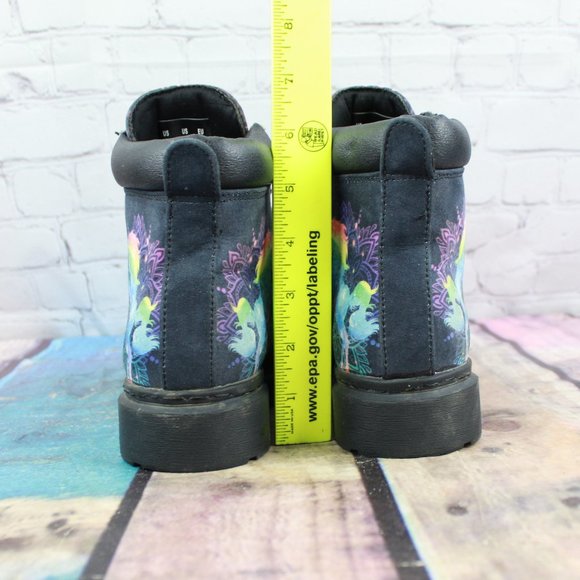 Hi-Top Black Unicorn Ankle Boots Size 7 - Picture 8 of 9